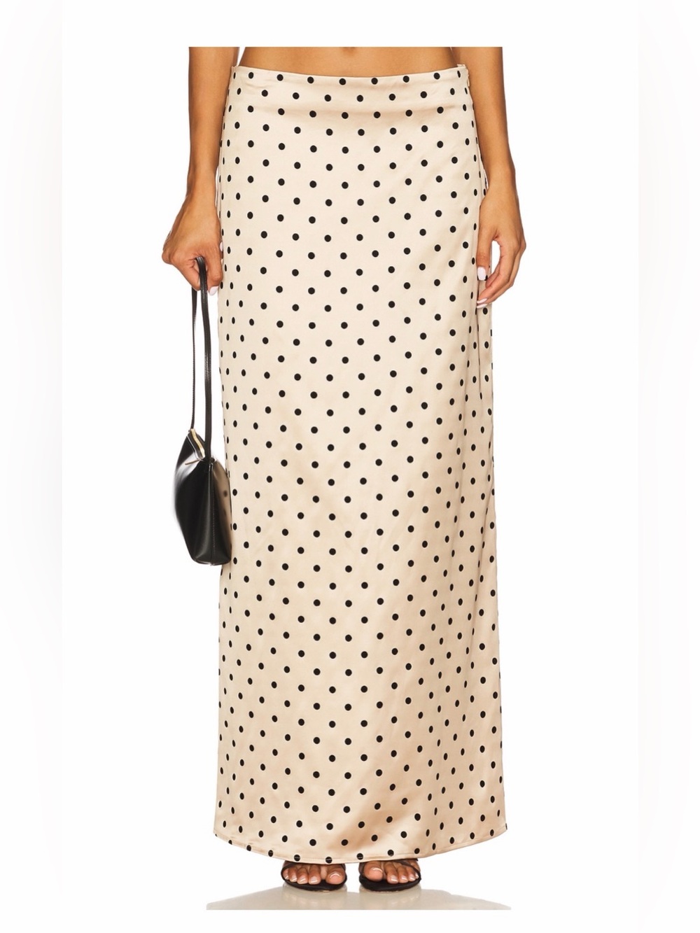 Polka Dot Maxi Skirt in Beige and Black